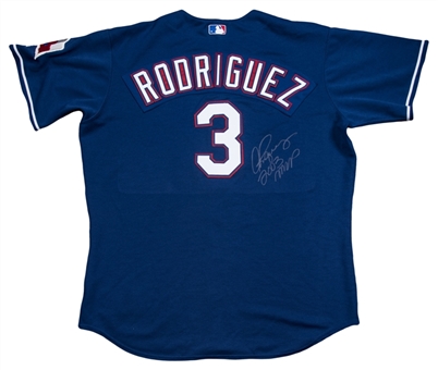 2003 Alex Rodriguez Game Used & Signed Texas Rangers Blue Alternate Jersey (MeiGray & Beckett)